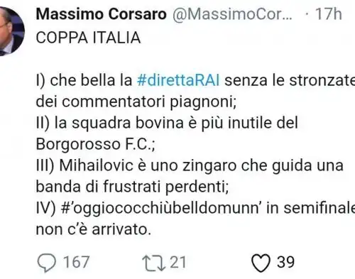 “Mihajlovic zingaro”: il deputato juventino insulta
