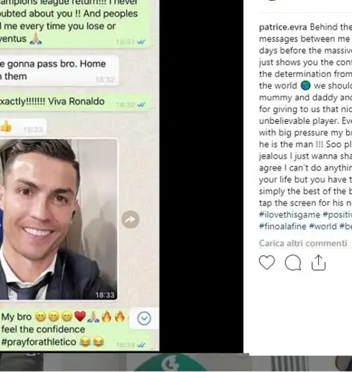 Evra svela i messaggi di Cristiano Ronaldo
