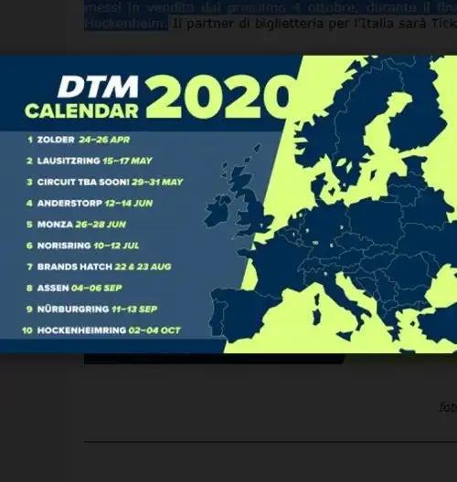 Dtm-Monza 2020, data confermata