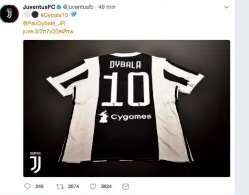Clamoroso alla Juve: la 10 di Del Piero a Dybala