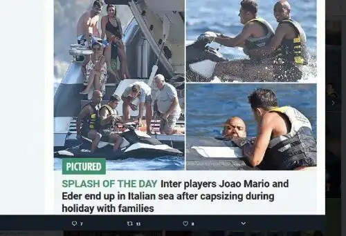 Inter, spavento in mare per Eder e Joao Mario