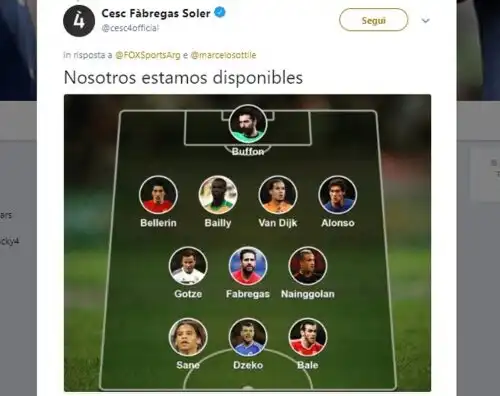 Fabregas sfida l’Argentina con Buffon