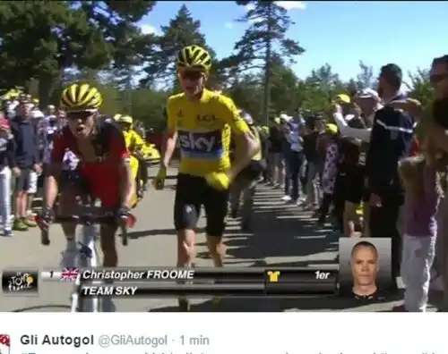 Pazzo Mont Ventoux, Froome va a piedi