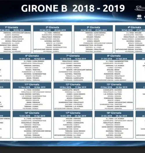 C, girone B: il calendario completo