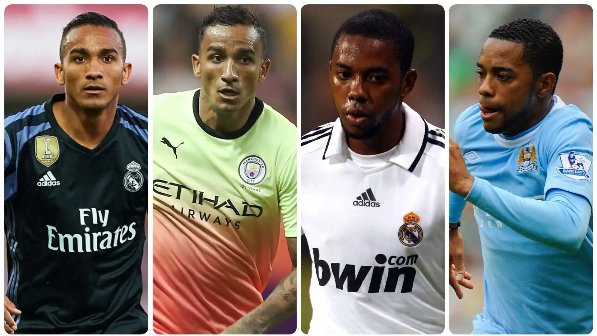 I giocatori che hanno vestito sia la maglia del Real Madrid che quella del Manchester City. Fonte: 90min