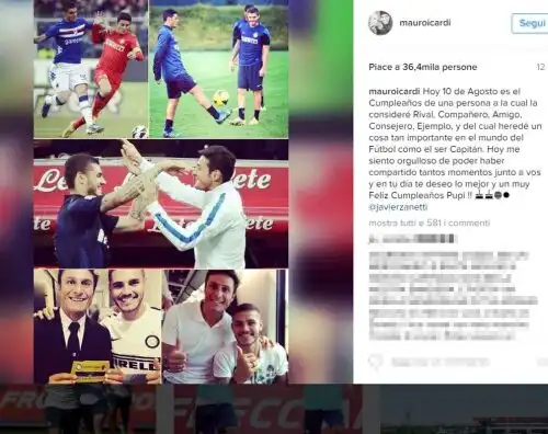 Icardi, gaffe social su Zanetti