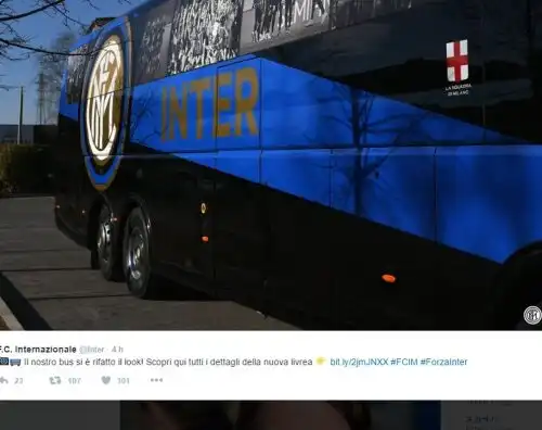 Inter, nuovo pullman: la scritta fa discutere