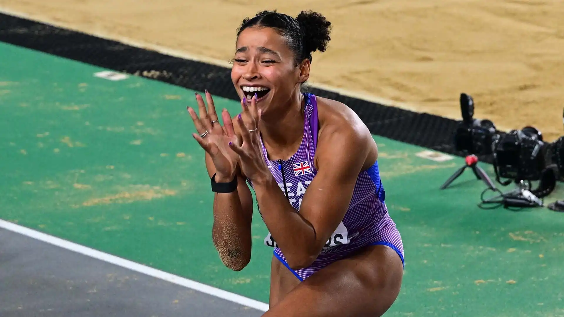 Jazmin Sawyers, gioia incontenibile dopo un salto eccezionale: le foto