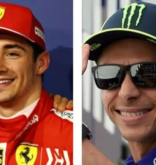 Valentino Rossi felice per Charles Leclerc