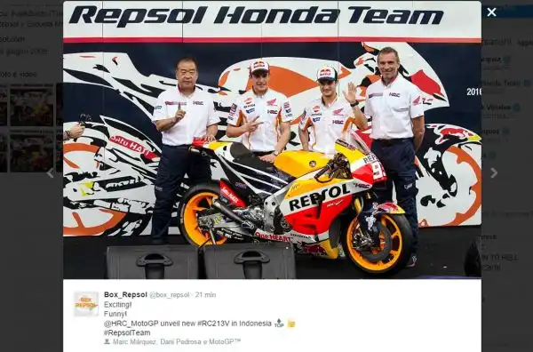Svelata a Giacarta la nuova Repsol Honda RC213V con cui lo spagnolo correrò nel 2016.