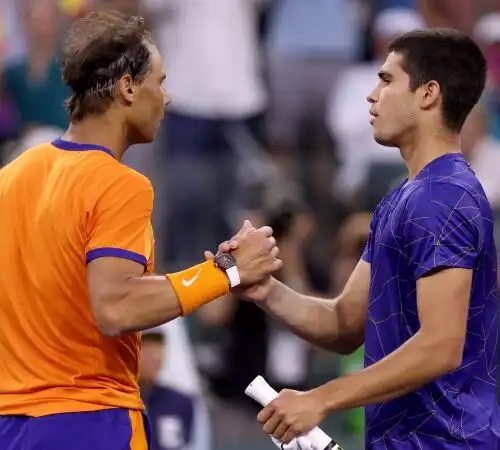 Indian Wells, Rafael Nadal porta a scuola Carlos Alcaraz