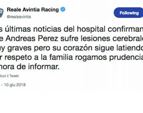 Andreas Perez lotta contro la morte