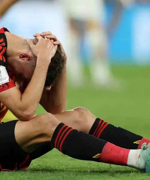 Qatar 2022: amara eliminazione del Belgio, le foto dei calciatori in lacrime