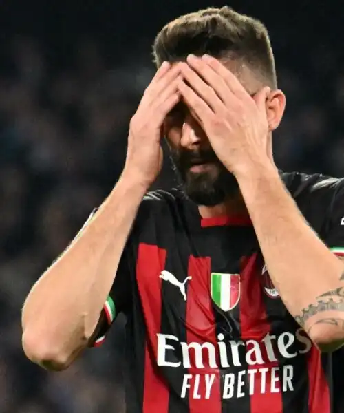 Rigore per il Milan: Giroud si dispera dopo il miracolo di Meret. Ma poi gioisce. Le foto