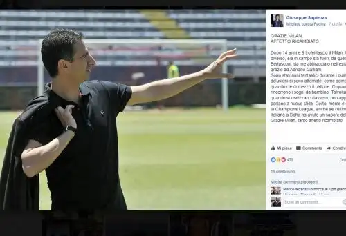 Giuseppe Sapienza lascia il Milan