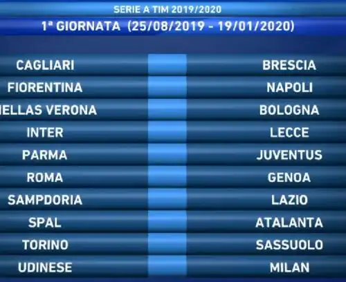 Serie A, svelato il calendario