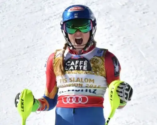 Shiffrin, terzo oro consecutivo in slalom