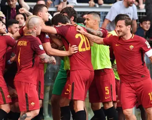 Roma seconda col brivido nel giorno dell’addio di Totti