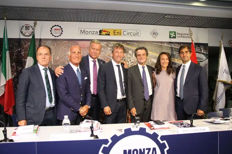 Nelle foto di Cristian Lovati le immagini della conferenza stampa di presentazione del Gp d'Italia durante la quale è stato sancito il passaggio di gestione dell'Autodromo da Sias ad Aci.