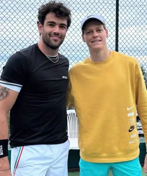 Jannik Sinner si allena con Matteo Berrettini