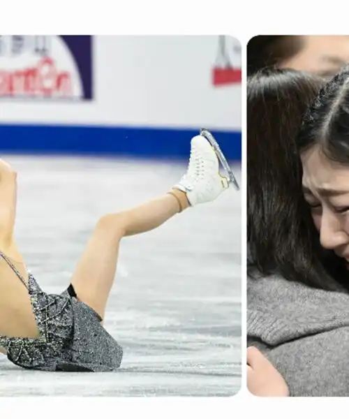 La caduta inattesa e il pianto disperato: le foto