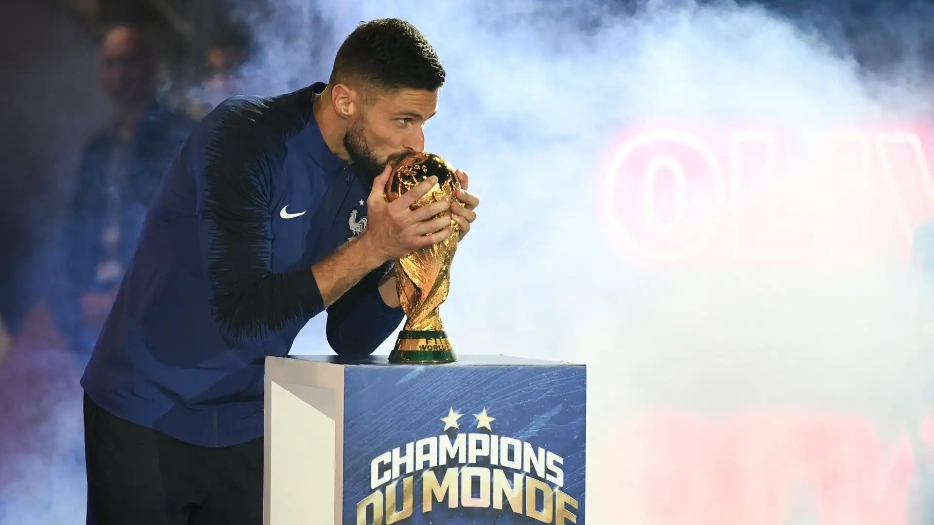 Olivier Giroud del Milan ha vinto con la Francia nel 2018
