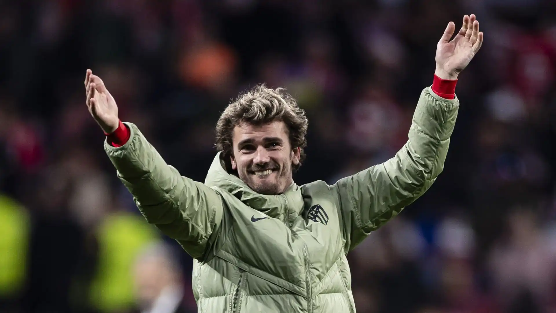 Antoine Griezmann su di giri durante la partita di Champions League tra Atletico e Inter