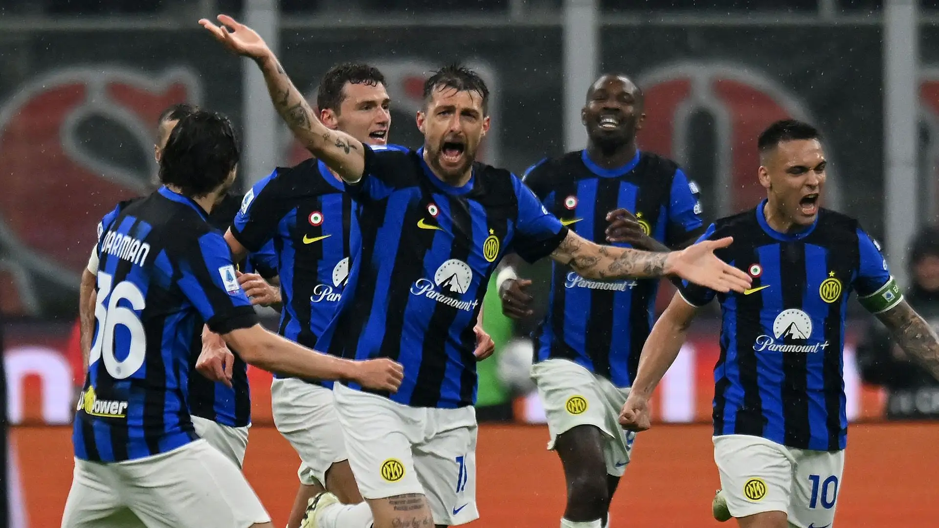 Grande esultanza dei nerazzurri per un gol importantissimo