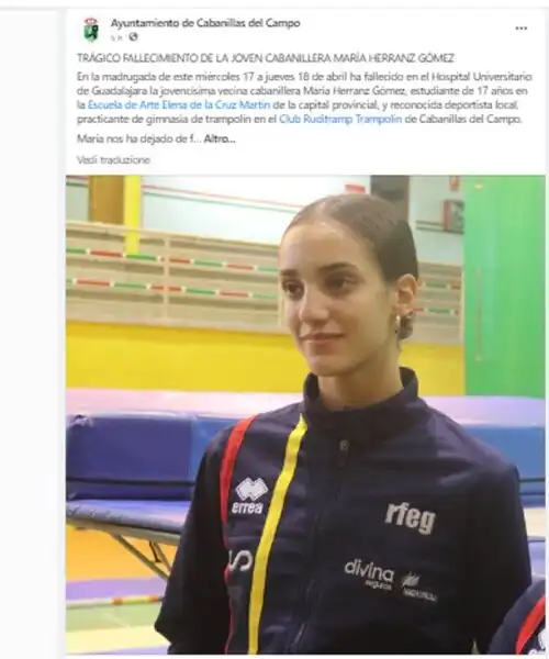 Meningite fulminante, muore giovanissima ginnasta della nazionale spagnola