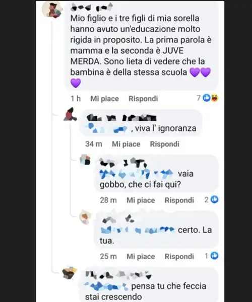 La mamma viola si vanta per gli insulti alla Juventus