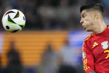 Euro 2024, Alvaro Morata esulta e dribbla il Milan