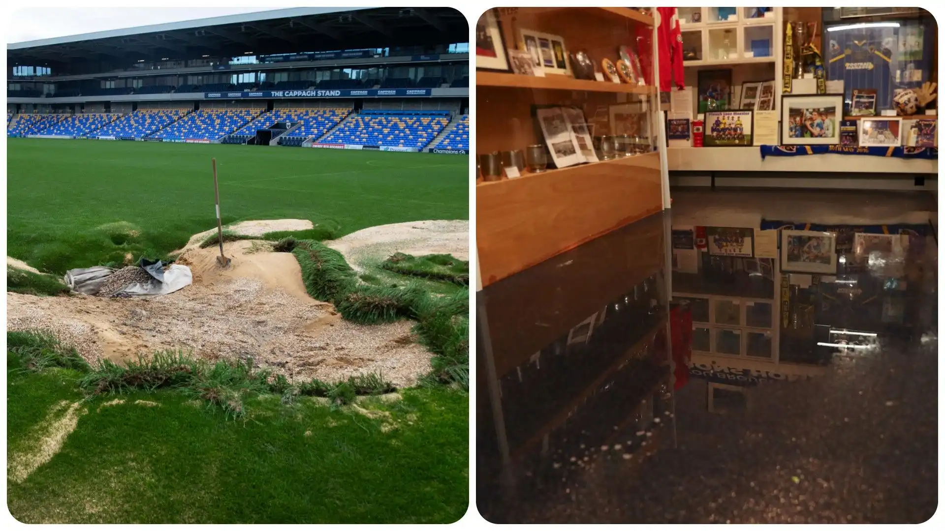 Campo distrutto e stadio allagato: immagini terribili
