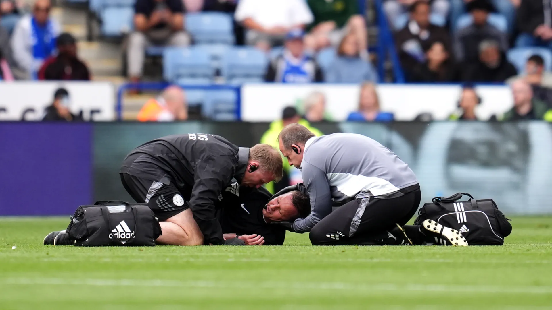 L'arbitro David Webb si è involontariamente scontrato con Jordan Ayew
