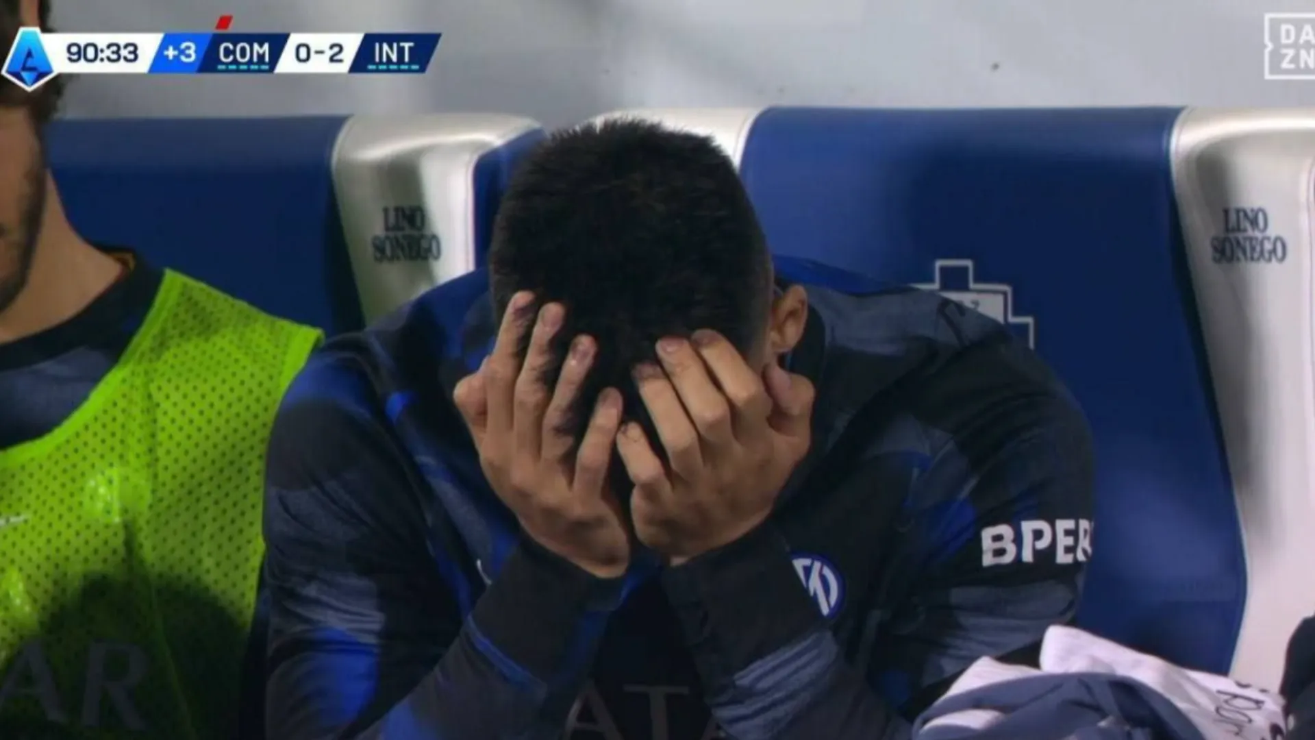 In panchina Lautaro Martinez si dispera
