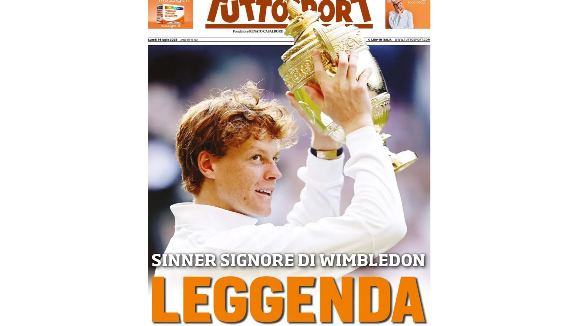 "Leggenda", è il titolo di Tuttosport