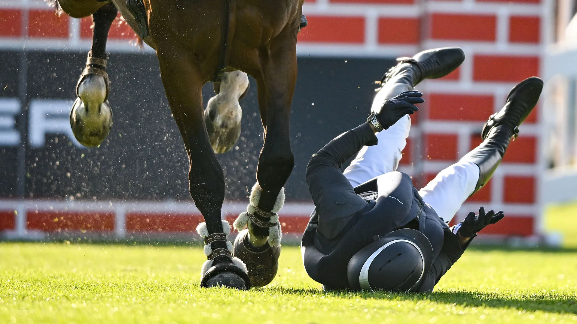 Cade da cavallo e rischia di essere travolto