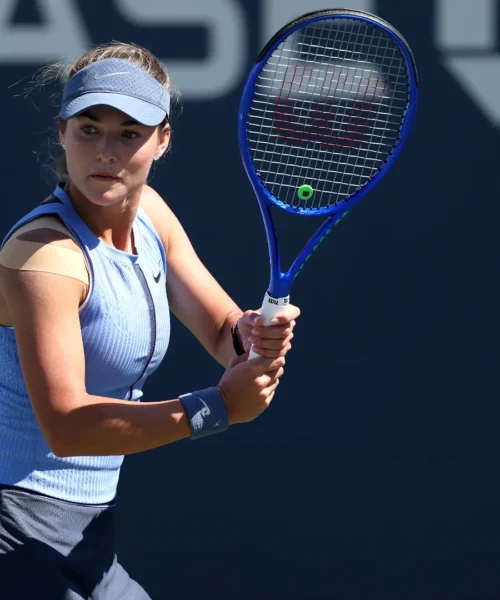 Anna Kalinskaya sorride agli US Open dopo un grande spavento