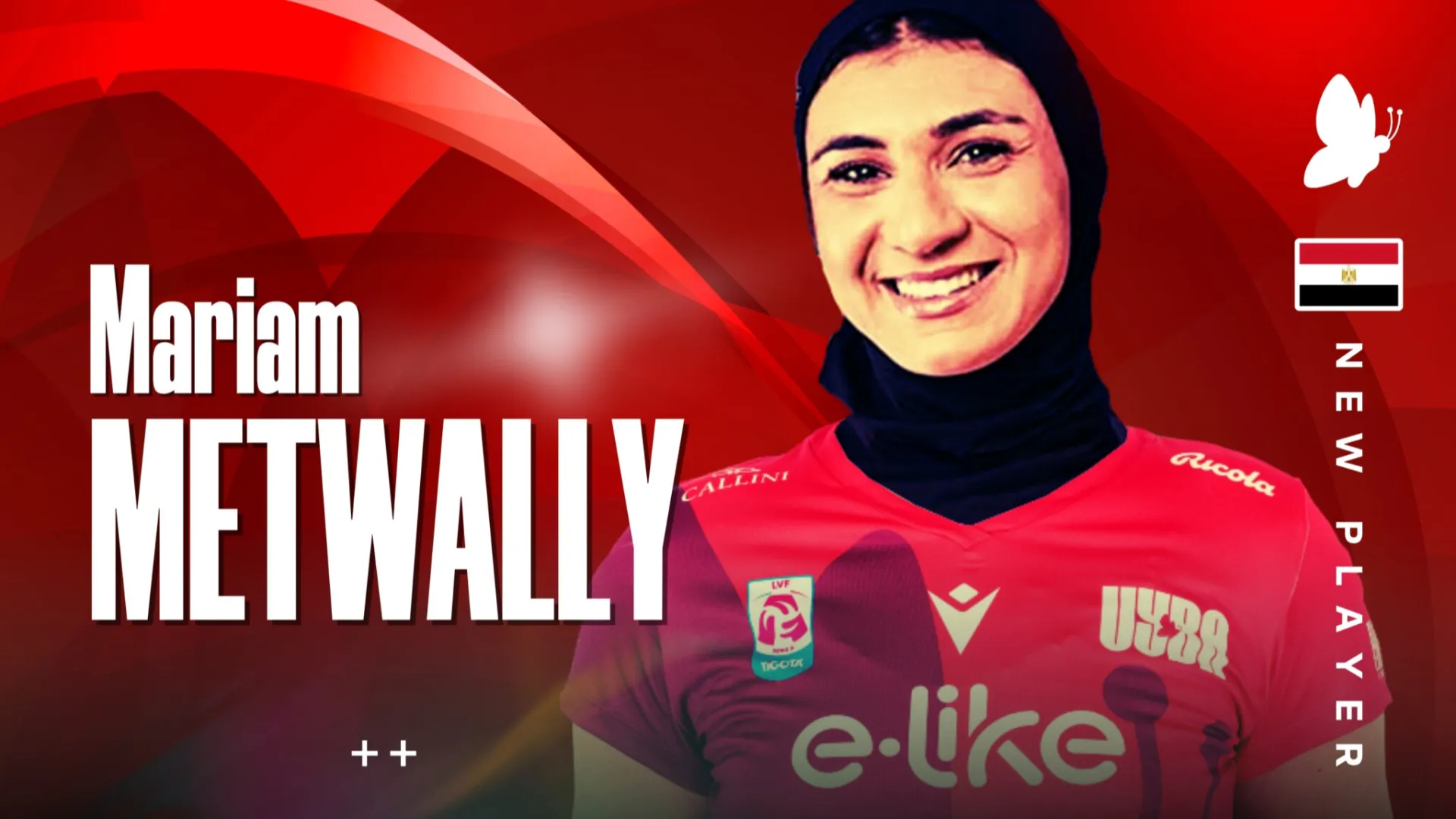 La UYBA Volley Busto Arsizio ha annunciato l’arrivo della schiacciatrice egiziana Mariam Metwally, nuovo rinforzo per la squadra targata Eurotek Laica in vista della prossima stagione. 