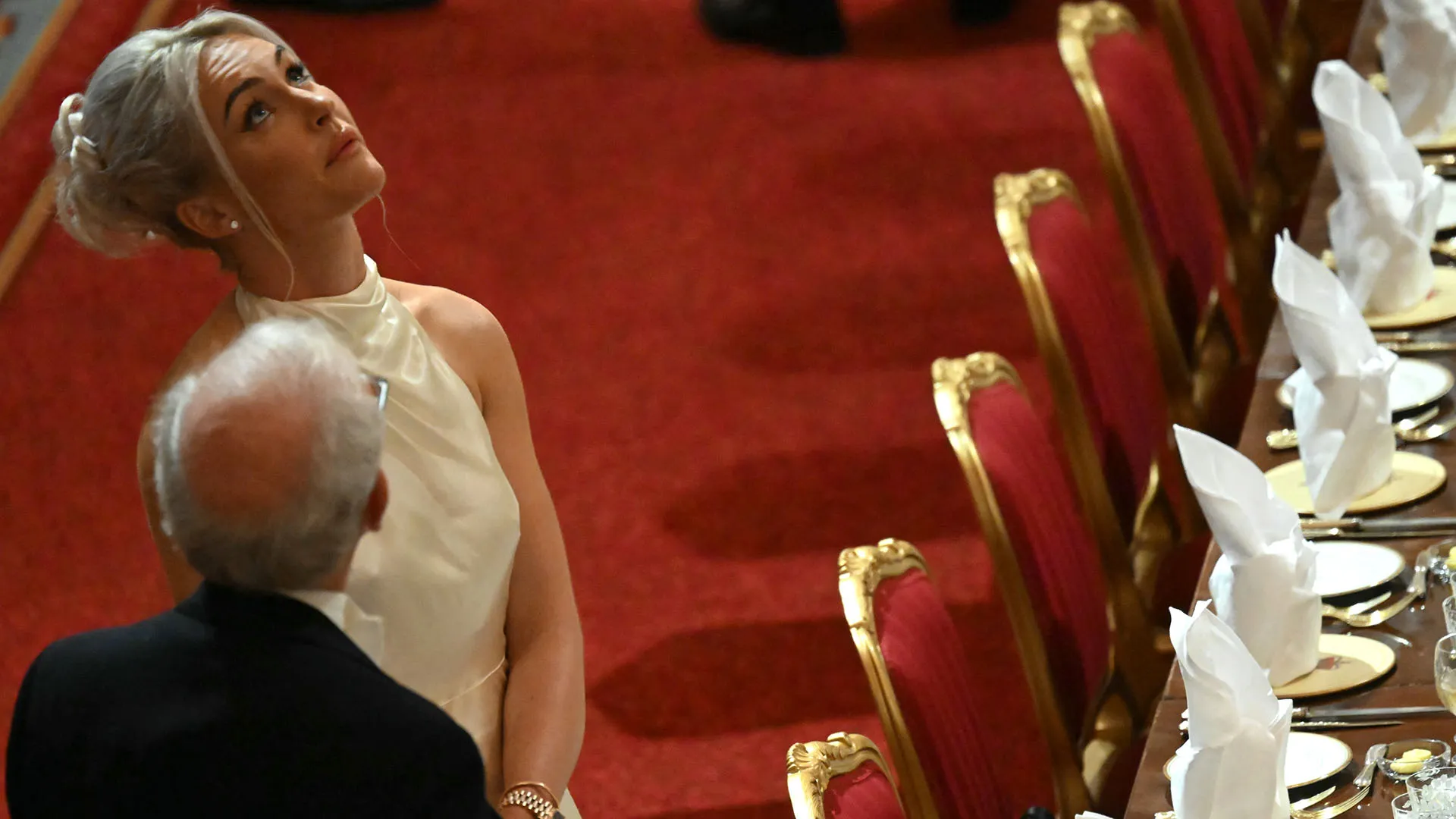 La stella britannica del golf era tra gli ospiti VIP del banchetto tenutosi al  Castello di Windsor in onore del presidente degli Stati Uniti