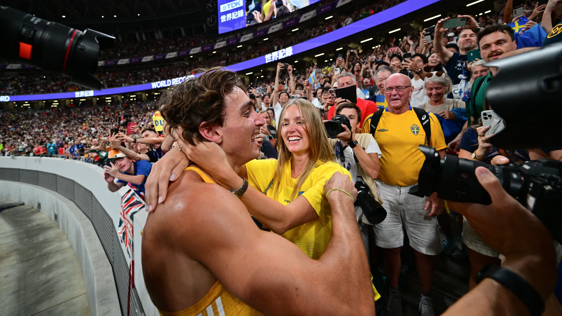 Era tra il pubblico anche il 15 settembre, quando Duplantis ha stabilito il nuovo record mondiale
