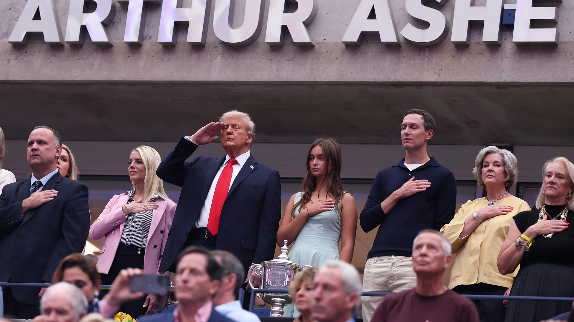 Presente allo stadio Arthur Ashe anche il presidente Donald Trump, con parte della famiglia