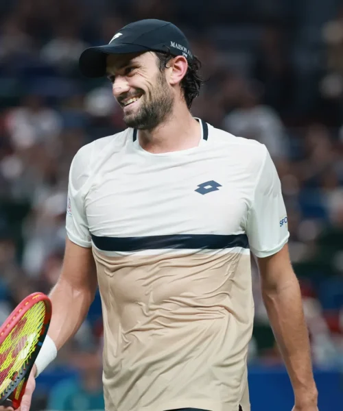 L’incredulità di Valentin Vacherot dopo la vittoria su Novak Djokovic