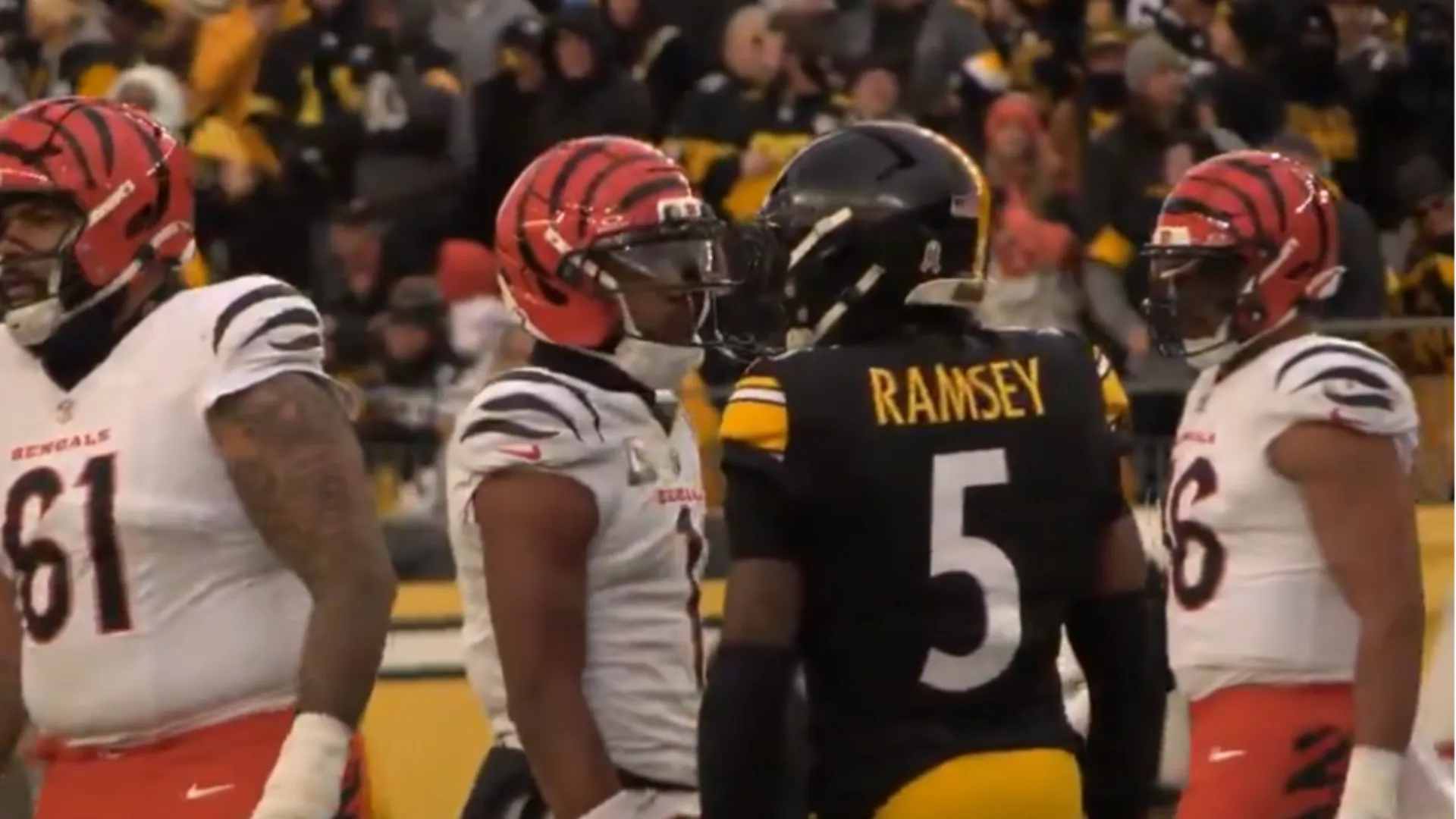 La stella dei Bengals ha sputato contro Ramsey, innescando la rissa