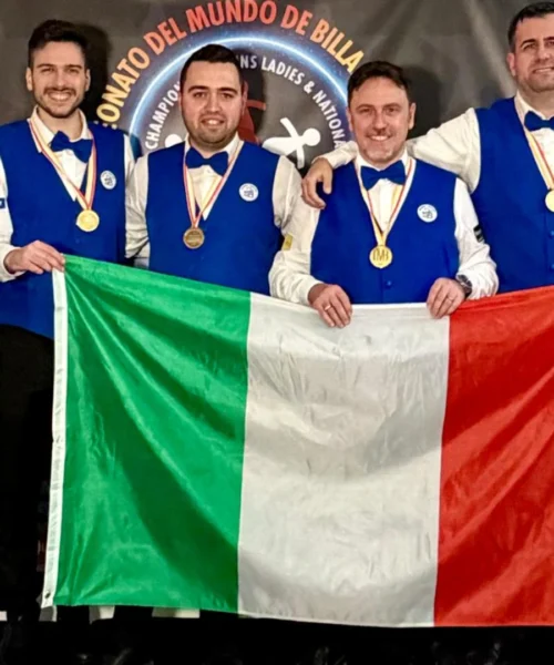 Biliardo: l’Italia vince il Campionato del Mondo di stecca 5 birilli a Madrid