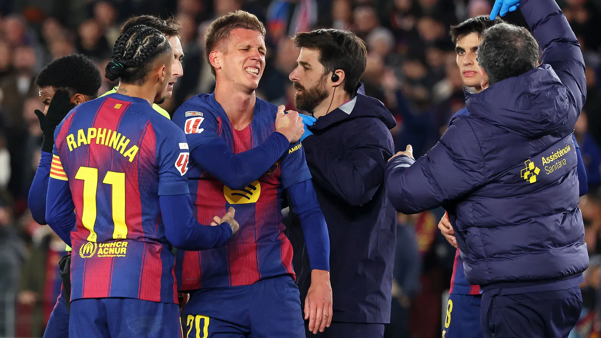 Dani Olmo era molto dolorante e ha immediatamente chiesto il cambio ad Hansi Flick