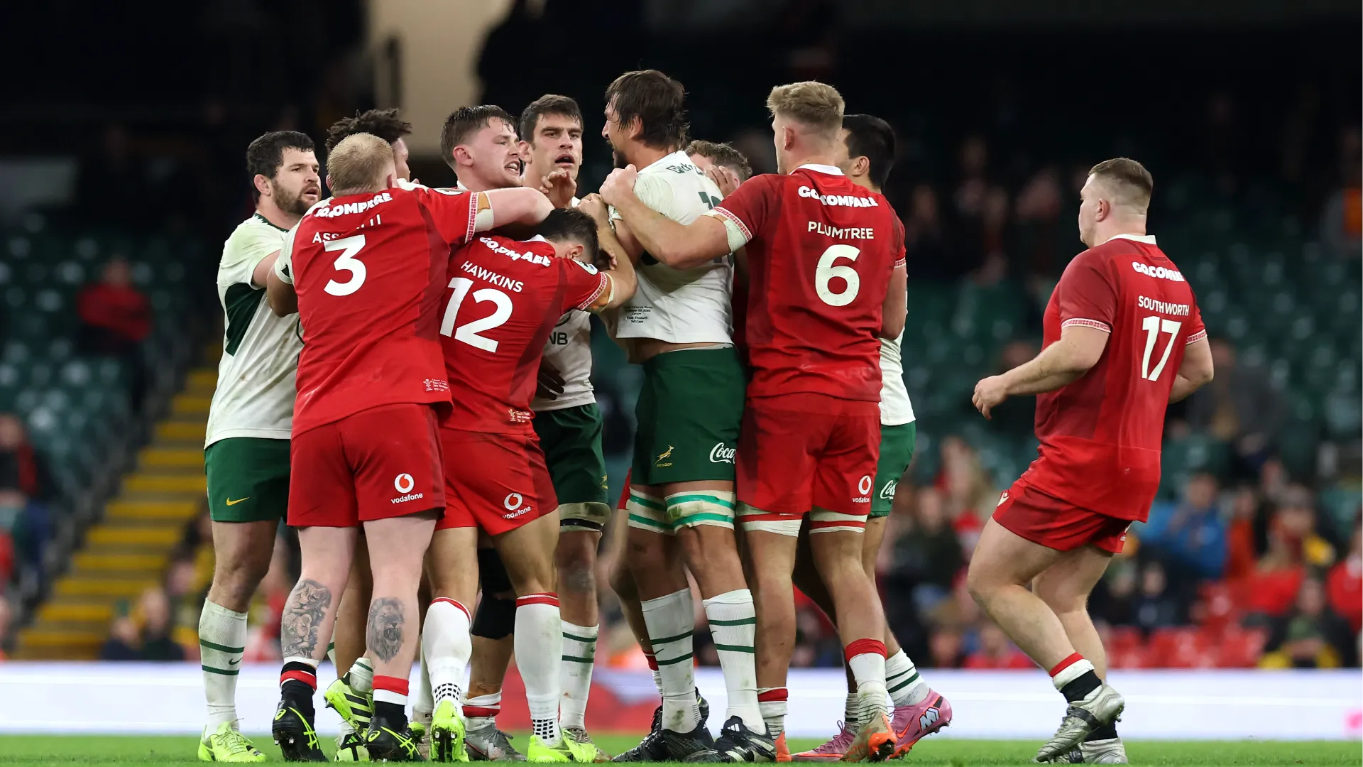 Evidentemente i giocatori del Galles erano frustrati per il risultato e hanno perso il controllo