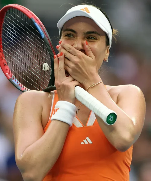 Vince la partita e colpisce una spettatrice in tribuna: le foto