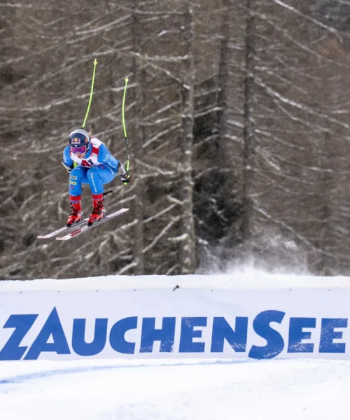 Sofia Goggia al rallentatore nella prima prova accorciata di Zauchensee