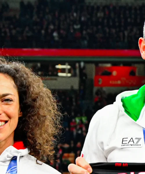 Federica Brignone e Dominik Paris premiati a San Siro: le foto