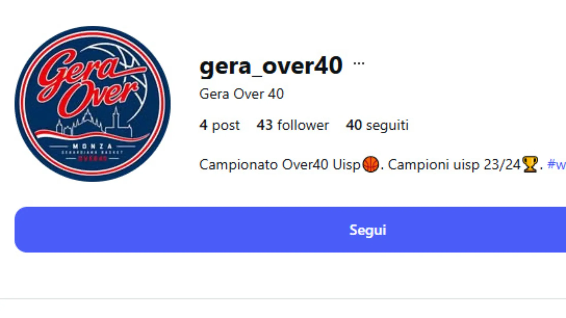 La Gerardiana Over 40 di Monza risorge anche sui social